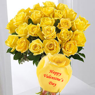 "Talking Roses (Print on Rose) 25 yellow Roses) - Happy Valentines Day - Click here to View more details about this Product
